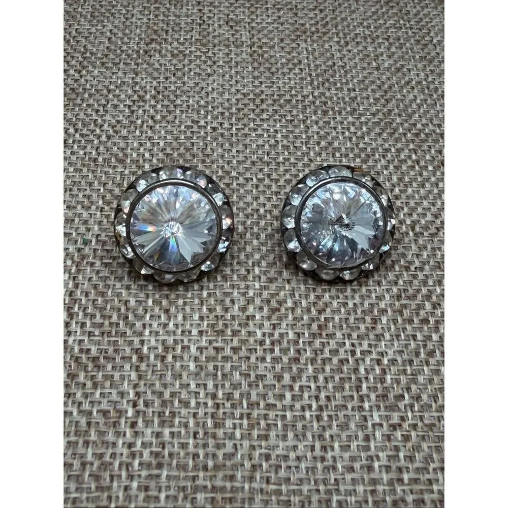 Large Crystal Statement Stud Earrings Round Rhinestone Posts